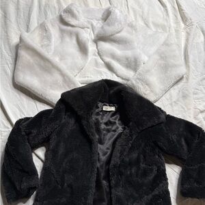 White and Black Faux Fur Jackets